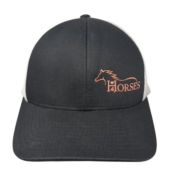 Horses Snapback Trucker Hat Black One Size Adjustable Mesh Back Pacific Headwear - Picture 1 of 10